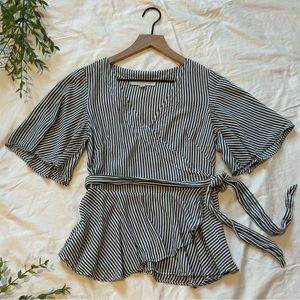 loft striped wrap top
